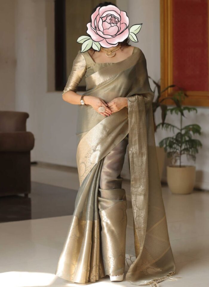 Banarasi Tissue Saree (Grey)