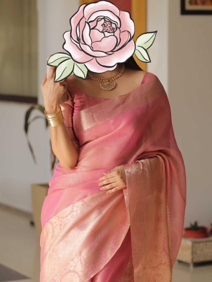 Banarasi Tissue Saree (Pink)